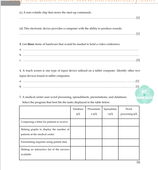 IGCSE ICT Theory WORKBOOK, Summary Notes and Practice Questions (Chapters 1 to 10)