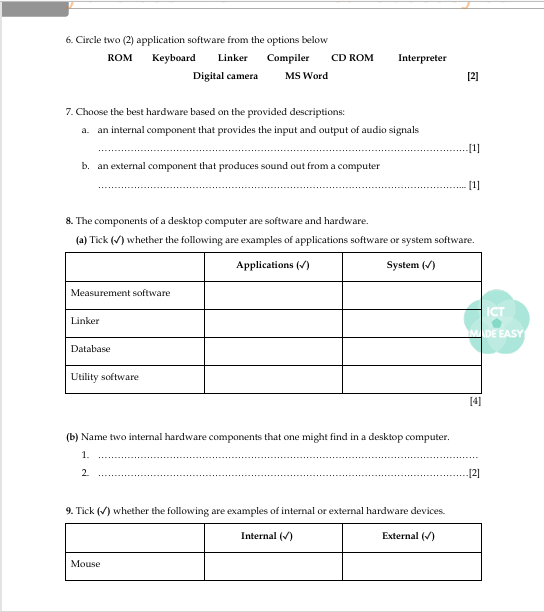 IGCSE ICT Theory WORKBOOK, Summary Notes and Practice Questions (Chapters 1 to 10)